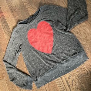 Wildfox baggy beach jumper with red glitter heart